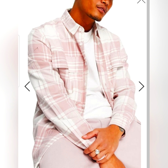 Topman Other - Topman PLAID COTTON BUTTON-UP SHIRT IN LIGHT PINK Size S